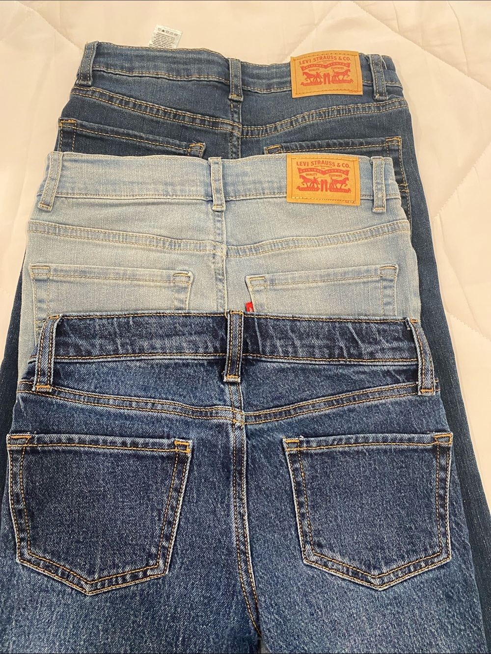 Levi's girls Jeans Trio in Dark, Medium and Light Blue